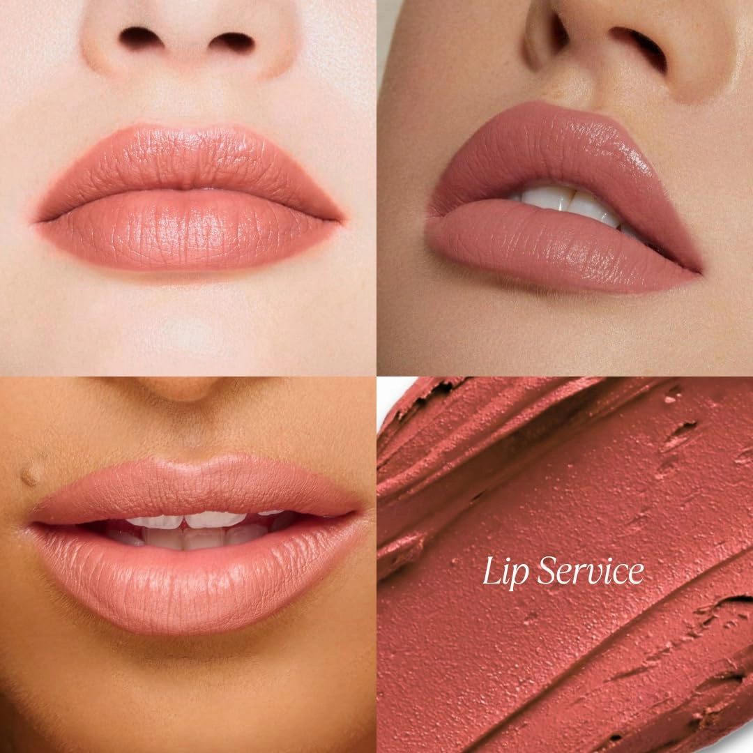 4Ever Haute Lipstick – Pinky Nude Lipstick Long Lasting, Bold Satin Finish, Vegan, Cruelty-Free - Clean & Natural, Travel-Friendly Lip Color (Lip Service)