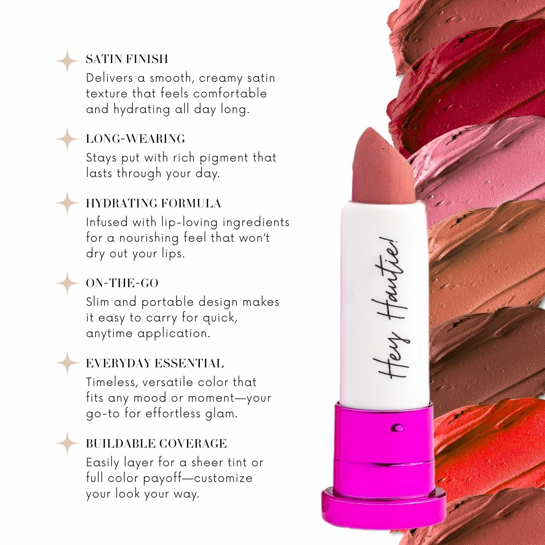 4Ever Haute Lipstick – Pinky Nude Lipstick Long Lasting, Bold Satin Finish, Vegan, Cruelty-Free - Clean & Natural, Travel-Friendly Lip Color (Lip Service)