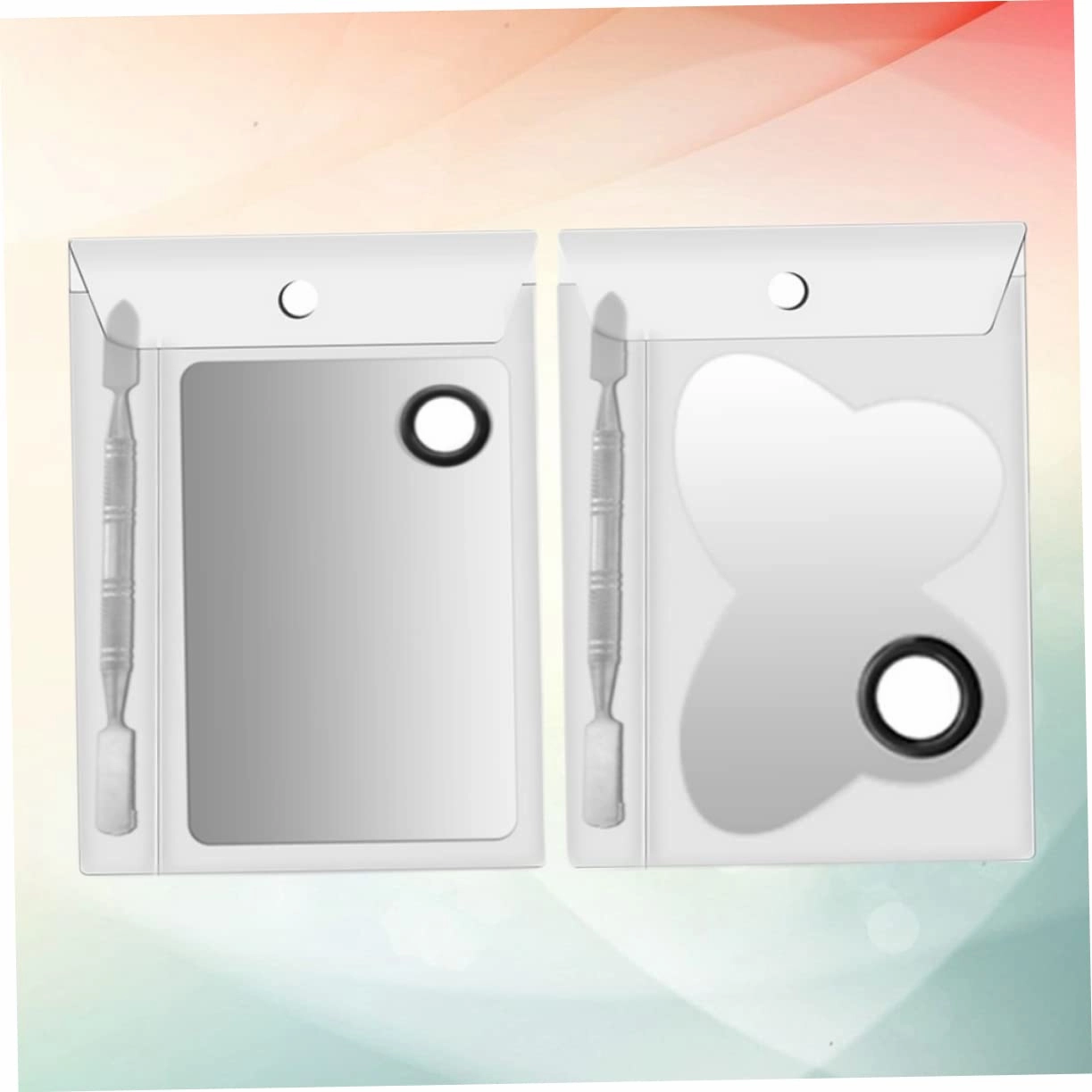 4pcs Stainless Steel Makeup Mixing Palette Multi-purpose Nail Art and Eyeshadow Trays Butterfly and Square Shapes for Foundation Lipstick and Pigment Mixing