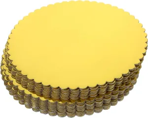 50Pack Shiny Gold Cake Boards - 12 Inch Round Corrugated Circle Cardboard Base Boards for Cake Decorating