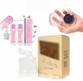 5 in 1 Luxe Makeup & Perfume Gift Set: 100ml Amber Gourmand Long-Lasting Fragrance pH-Reactive Lip Glow Oil (2 Pack), Black-to-Pink Color Changing Blush Cream,