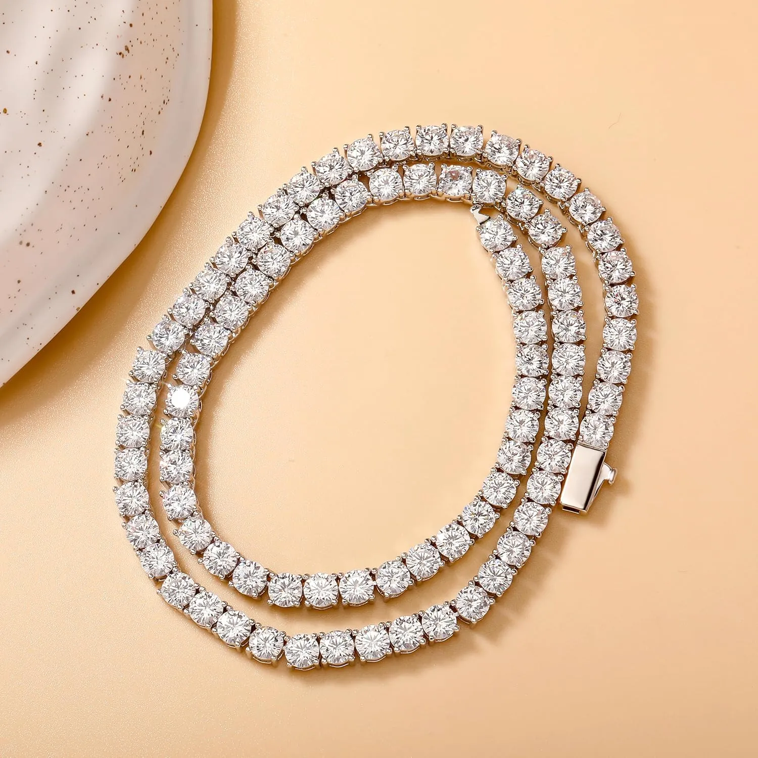 5MM Colorful Baguette Tennis Necklaces For Women Chains 14K Golden Silver Plated 5A  Cubic Zirconia Tennis Mens Chain Necklaces Woman