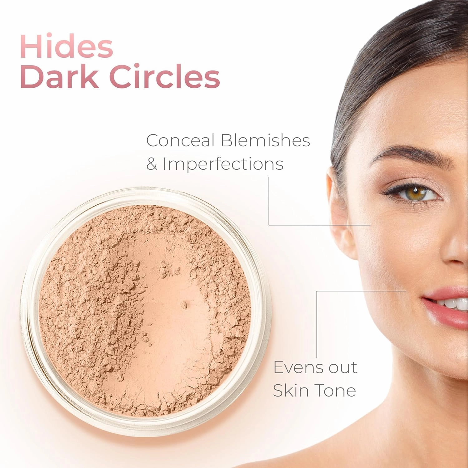 5pc KIT Mineral Makeup Bare Face Set Full Coverage Concealer Blush Foundation Illuminating Powder (Light Tan)