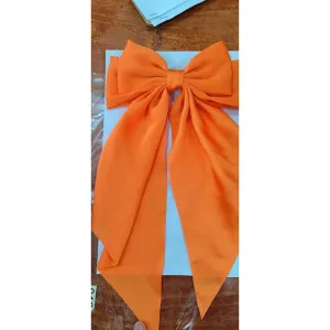 5Pcs Large Bow Hair Clips Oversized Satin Silky Hair Bow Clips with Long Tail Giant Coquette Bows Hair Accessories for Women Girls, Bright Orange