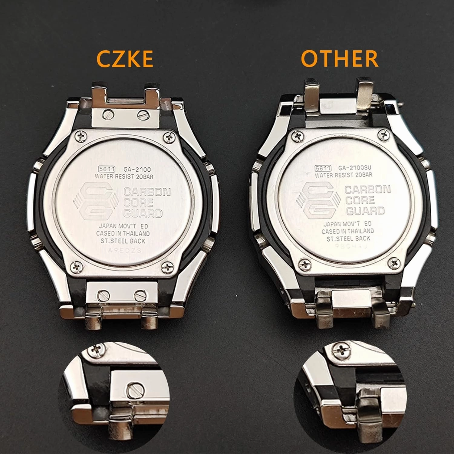 5rd For GA2100 GA2110 Mod Kits, Metal Watch Band Strap Bezel, Watch Modding Replacement Accessories Set Rose Gold Buckle