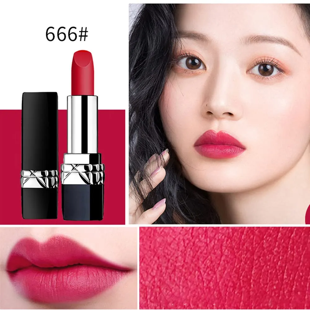 6 Colors Matte Liquid Lipstick, Ladies Matte Liquid Lipstick Long Lasting Waterproof Velvet Moisturizing Lipstick Long-Wearing and Hydrating Lip Gloss Set Pigmented Lip Makeup for Girls and Women Gift (666#)
