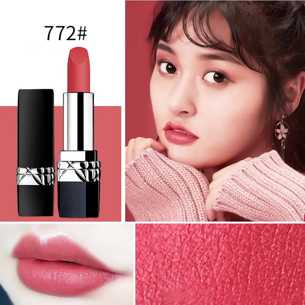 6 Colors Matte Liquid Lipstick, Ladies Matte Liquid Lipstick Long Lasting Waterproof Velvet Moisturizing Lipstick Long-Wearing and Hydrating Lip Gloss Set Pigmented Lip Makeup for Girls and Women Gift (772#)