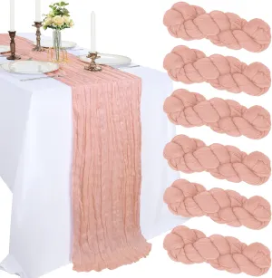 6 Pack 10FT Blush Pink Cheesecloth Table Runner 120 Inch Long Gauze Rustic Boho Cheese Cloth Table Runner Sheer Fabric for Wedding Party Birthday Bridal Baby Shower Summer Centerpiece Home Decor