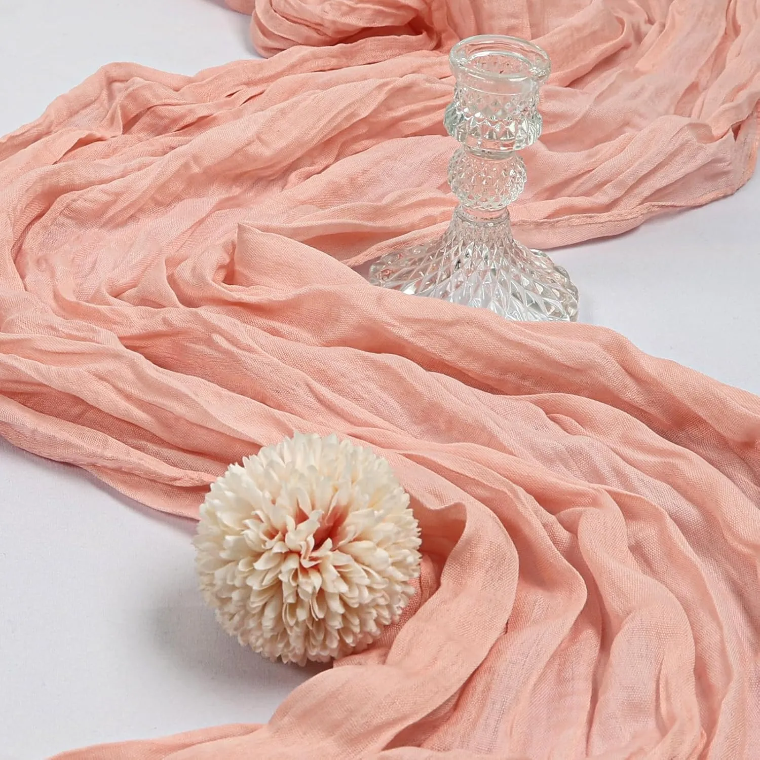 6 Pack 10FT Blush Pink Cheesecloth Table Runner 120 Inch Long Gauze Rustic Boho Cheese Cloth Table Runner Sheer Fabric for Wedding Party Birthday Bridal Baby Shower Summer Centerpiece Home Decor