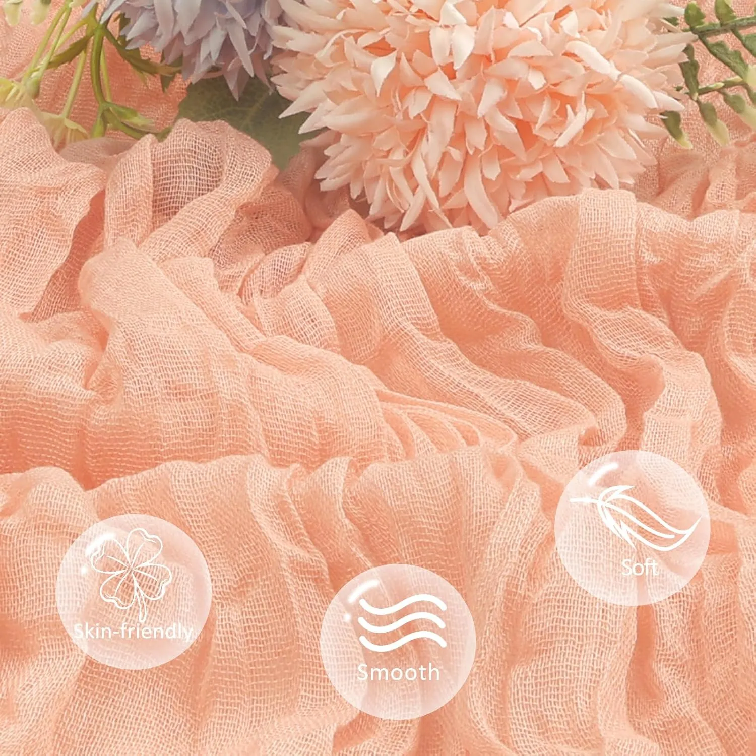 6 Pack Blush Pink Cheesecloth Table Runner 10ft Boho Gauze Fabric Cheese Cloth Table Runner 35 x 120 Inch Rustic Sheer Runner for Romantic Wedding Decor Baby Shower Party Table Decoration