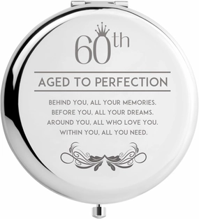 60th Birthday Gifts for Women Mom Wife Funny Compact Mirror, 60 Years Old Gifts for Friends Female Makeup Mirror (60th Birthday)