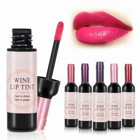 6 Colors Wine Lip Tint, Luqiud Lipsticks Set, Natural Wine Lip Gloss Long Lasting Mini Make Up Lip Gel Matte Lip Sticks Wine Bottle, Not Fade-Taste of Sweet Wine bottle