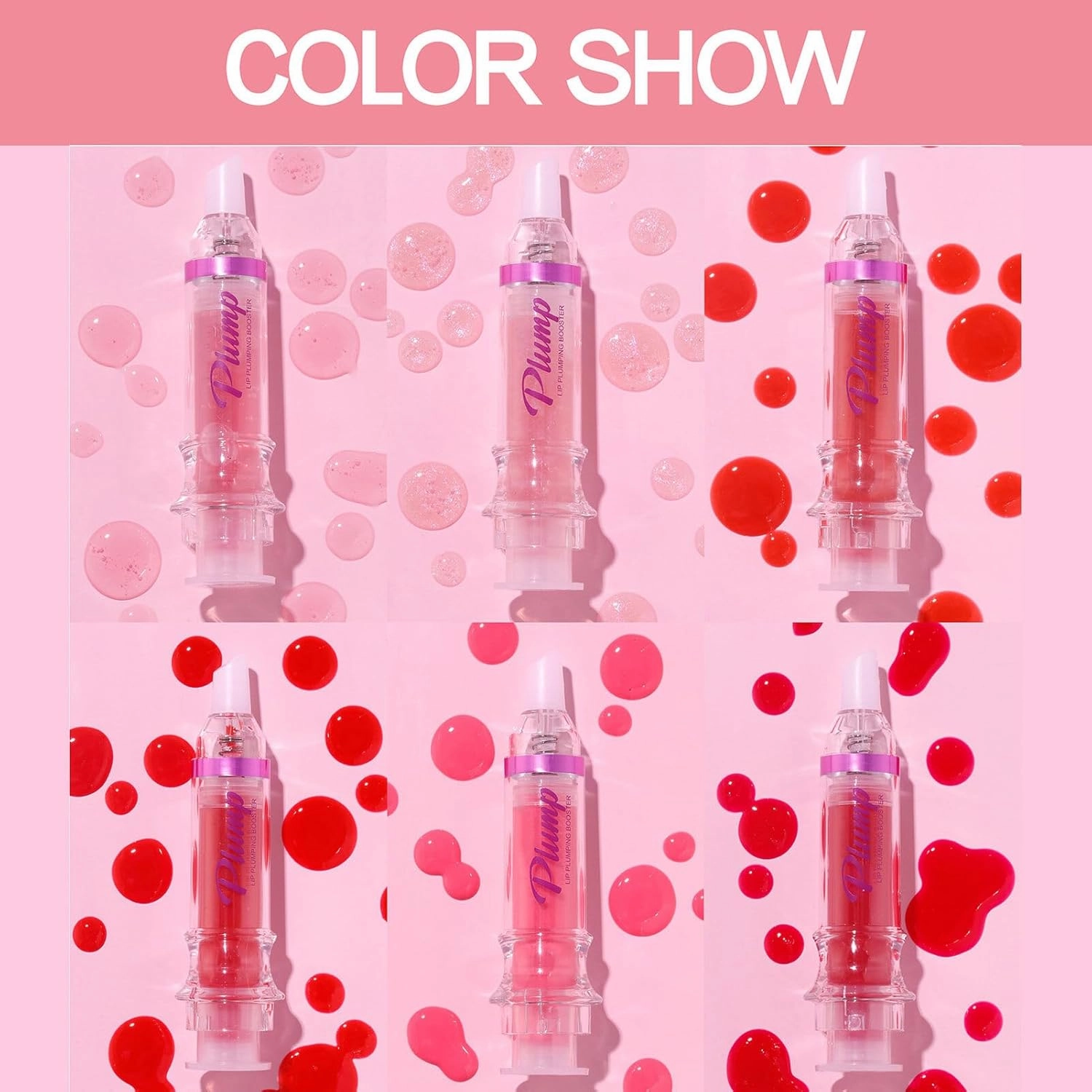 6 PCS Lip Plumping Booster Gloss, Spicy Plumping Lip Oil Moisturizing Glossy Plumping Lip Gloss, Ultra-Hydrating & Nourishing Lip Plumper for Women Girls, Fuller Lips Instantly!