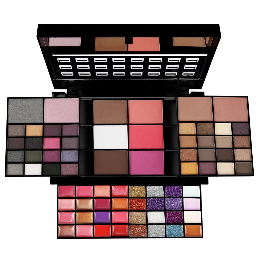 74 Colors Cosmetic Makeup Palette Set Kit Combination with Eyeshadow Facial Blusher Eyebrow Powder Face Concealer Powder With Mirror   13pcs brush All-in-One Makeup Kit