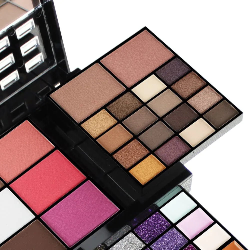 74 Colors Cosmetic Makeup Palette Set Kit Combination with Eyeshadow Facial Blusher Eyebrow Powder Face Concealer Powder With Mirror   13pcs brush All-in-One Makeup Kit