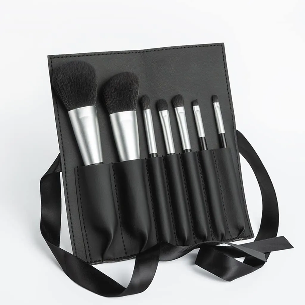 7Pcs Makeup Brushes Set Travel Make Up Brush Powder Blending Foundation Eyeshadow Eyebrow Tools with Cosmetic Bag