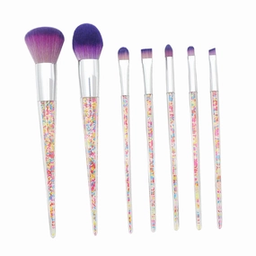7pcs Professional Makeup Brush Kit Comfortable Cosmetics Brushes Silver Tube and Bristles for Daily and for Makeup Application