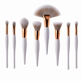 8 Pcs Professional White Makeup Brushes Sets Powder Blush Foundation Eyeshadow Make Up Brushes Rose Gold Aluminum Tube