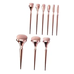9pc Full Kit Makeup Brush Set for Gold Handle Travel Size Stylish Practical