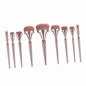 9pcs Professional Makeup Brush with Electroplating Plastic Handle and Nylon Bristles for Cosmetics Application Powder and Blush for Daily and Professional Use