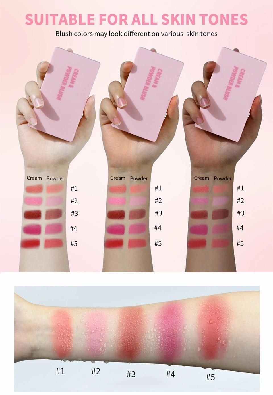 "Dual-Finish Blush Book" –2-in-1 Cream & Powder Blush Palette – Waterlight, Buildable & Long-Lasting, Non-Patchy, For Travel Gradient & Monochrome Looks (#02)