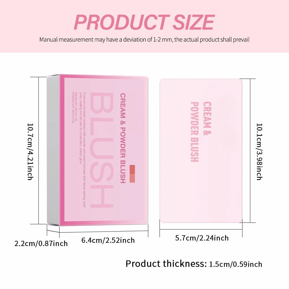 "Dual-Finish Blush Book" –2-in-1 Cream & Powder Blush Palette – Waterlight, Buildable & Long-Lasting, Non-Patchy, For Travel Gradient & Monochrome Looks (#02)