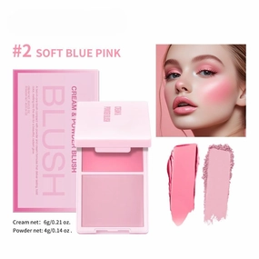 "Dual-Finish Blush Book" –2-in-1 Cream & Powder Blush Palette – Waterlight, Buildable & Long-Lasting, Non-Patchy, For Travel Gradient & Monochrome Looks (#02)