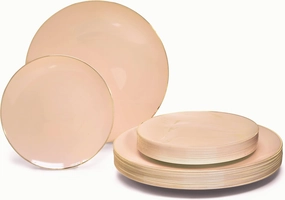 " OCCASIONS " 240 Plates Pack,(120 Guests) Premium Wedding Party Disposable Plastic Plates Set -120 x 10.25'' Dinner   120 x 7.5'' Salad/Dessert (Bali, Blush & Gold)