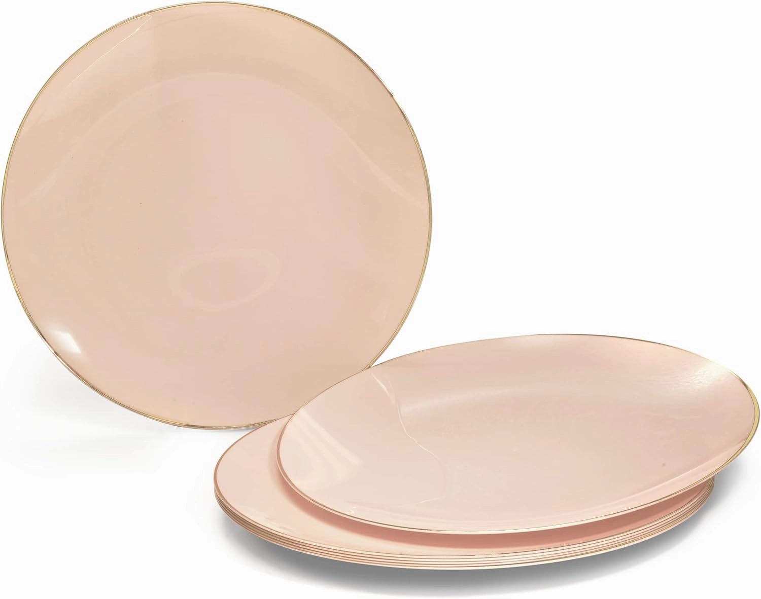 " OCCASIONS " 240 Plates Pack,(120 Guests) Premium Wedding Party Disposable Plastic Plates Set -120 x 10.25'' Dinner   120 x 7.5'' Salad/Dessert (Bali, Blush & Gold)