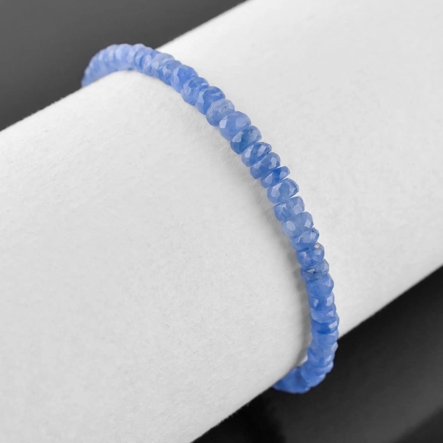 AA  Natural Blue Sapphire Gemstone Bolo Bracelet, Rhodium Plated, 925 Sterling Silver, Adjustable Slider, Chakra Beads, Healing Crystals, Women Jewelry, Valentine Gift, 10"