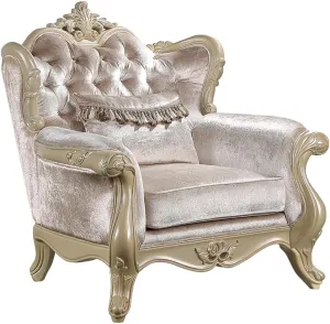 Acme Libertee Upholstered Chair with Pillow in Beige and Champagne