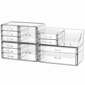 Acrylic Clear Make up Organizers And Storage for Vanity,Bathroom Skincare Organizer With 12 Drawer for Dresser,Plastic Desk Accessories Organization,Cosmetic Organizer Countertop for Beauty,Skin Care