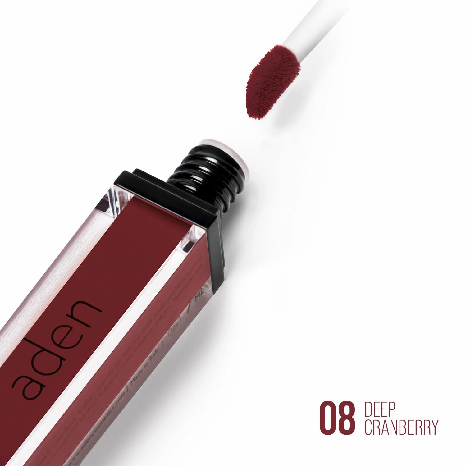aden Tattoo Matte Lipstick - 7ML - Highly Pigmented - Provides Non-Shinny, Non Smudging and Velvety Finish – Water Proof Made in Italy (08 Deep Cramberry)