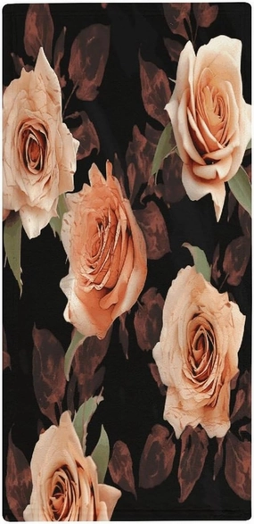Adult Towel, Black Peach Rose Printed Soft Towel,Christmas Towel,Kitchen Towel,Travel Towel