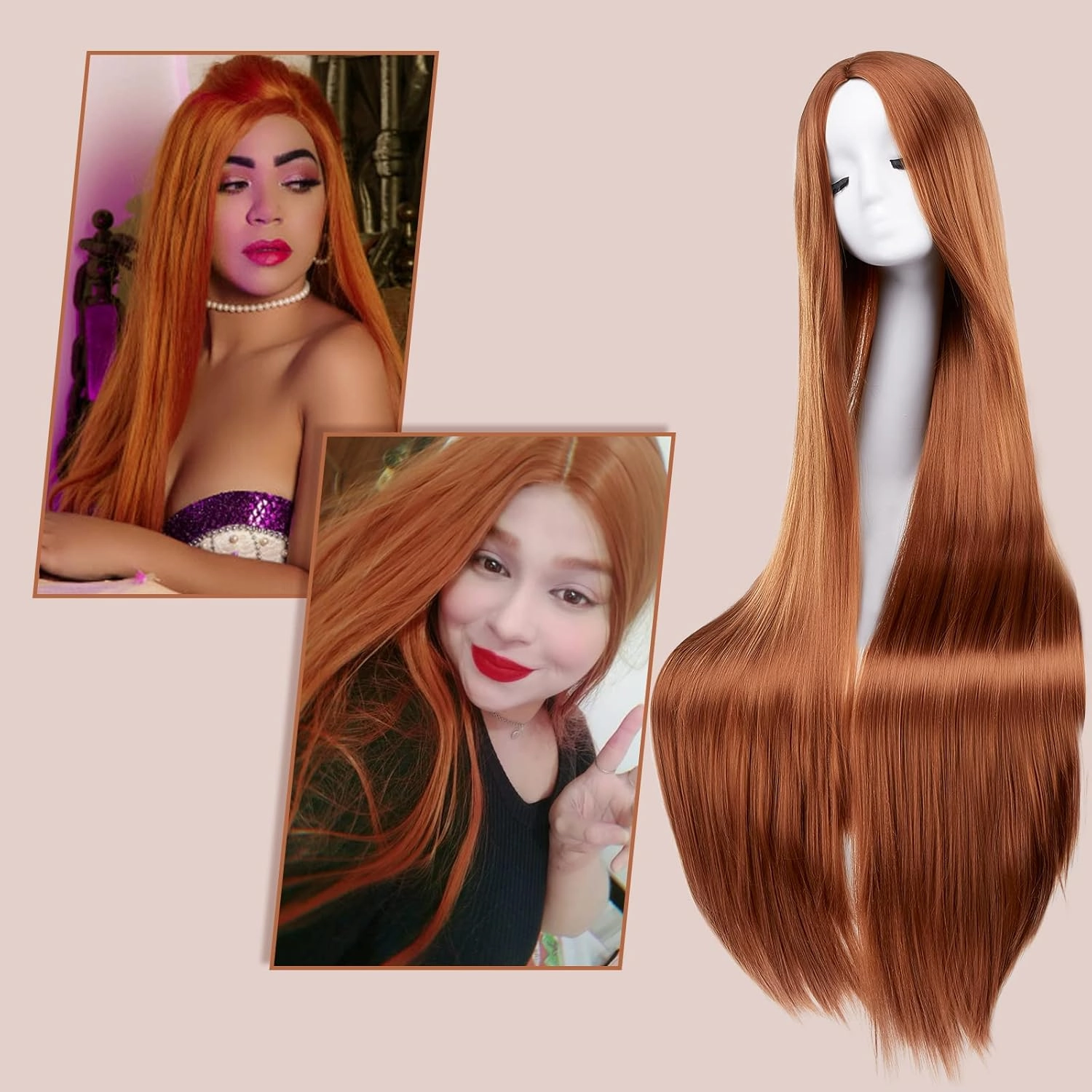 AGPTEK Wig, Synthetic Wig for Women, 40 Inch /100 cm Straight Long Wig Part in the Middle Anime Costume, Great for Party, Cosplay, Daily-Use and Festivals (Light Blonde)