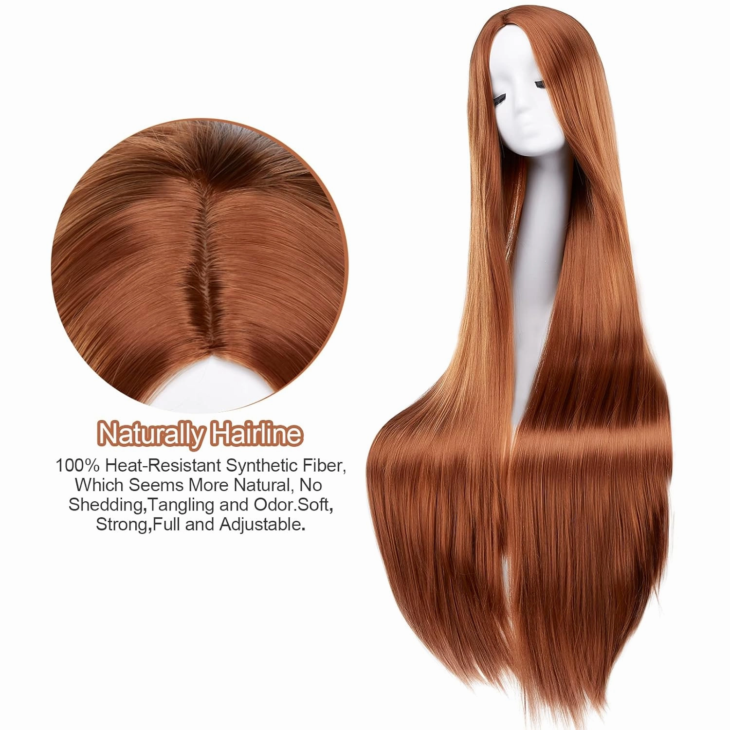 AGPTEK Wig, Synthetic Wig for Women, 40 Inch /100 cm Straight Long Wig Part in the Middle Anime Costume, Great for Party, Cosplay, Daily-Use and Festivals (Light Blonde)