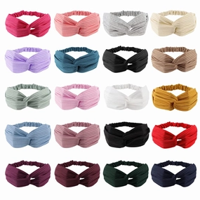AHONEY 20 PACK Head Bands for Women's Hair Twist Headband Stretchy Workout Elastic Fabric Solid Color Turban Headbands Hair Bands Hair Accessories for Women Fashion Sport YogH