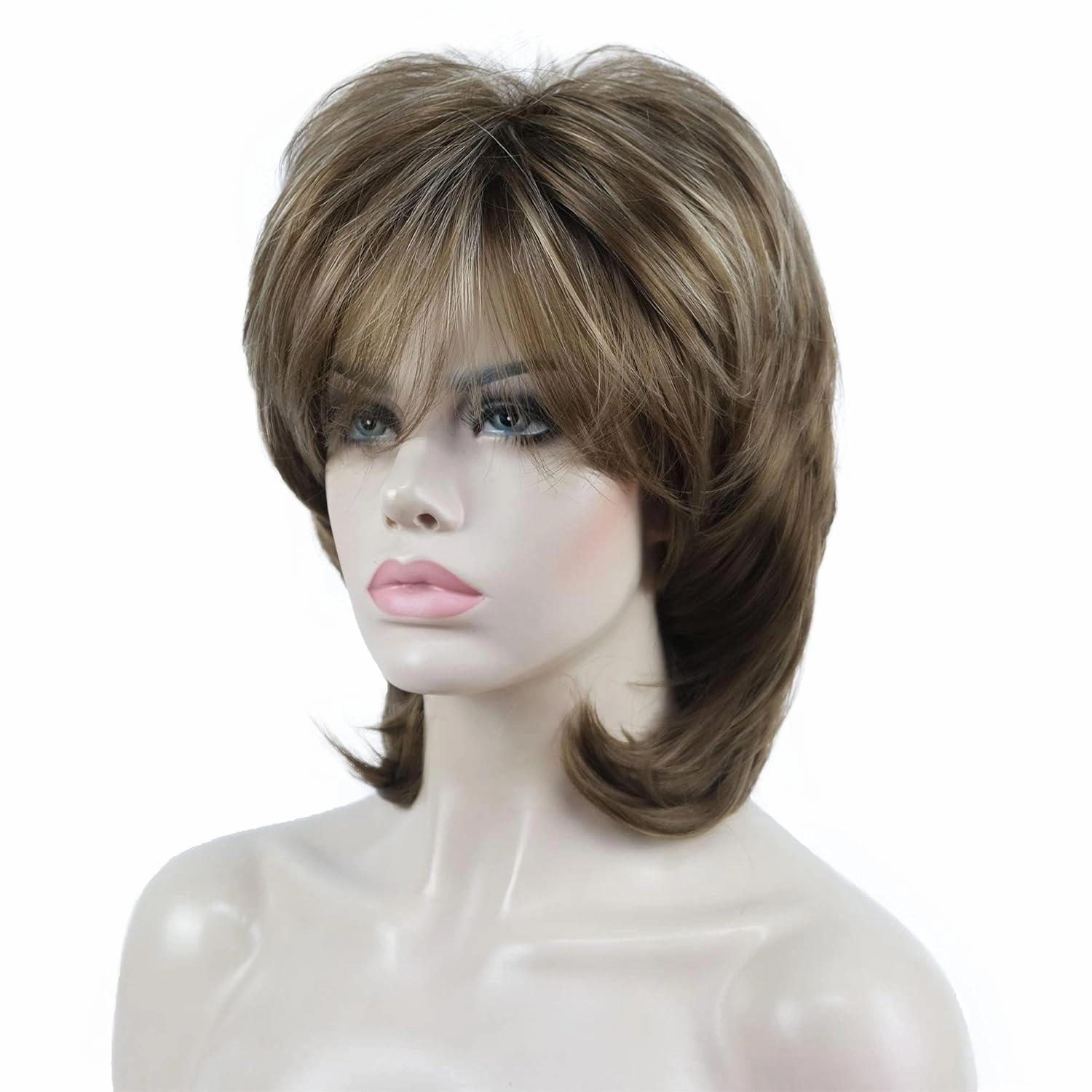 Aimole Soft Shaggy Layered Medium Length Classic Cap Synthetic Women Wigs(12TT26)
