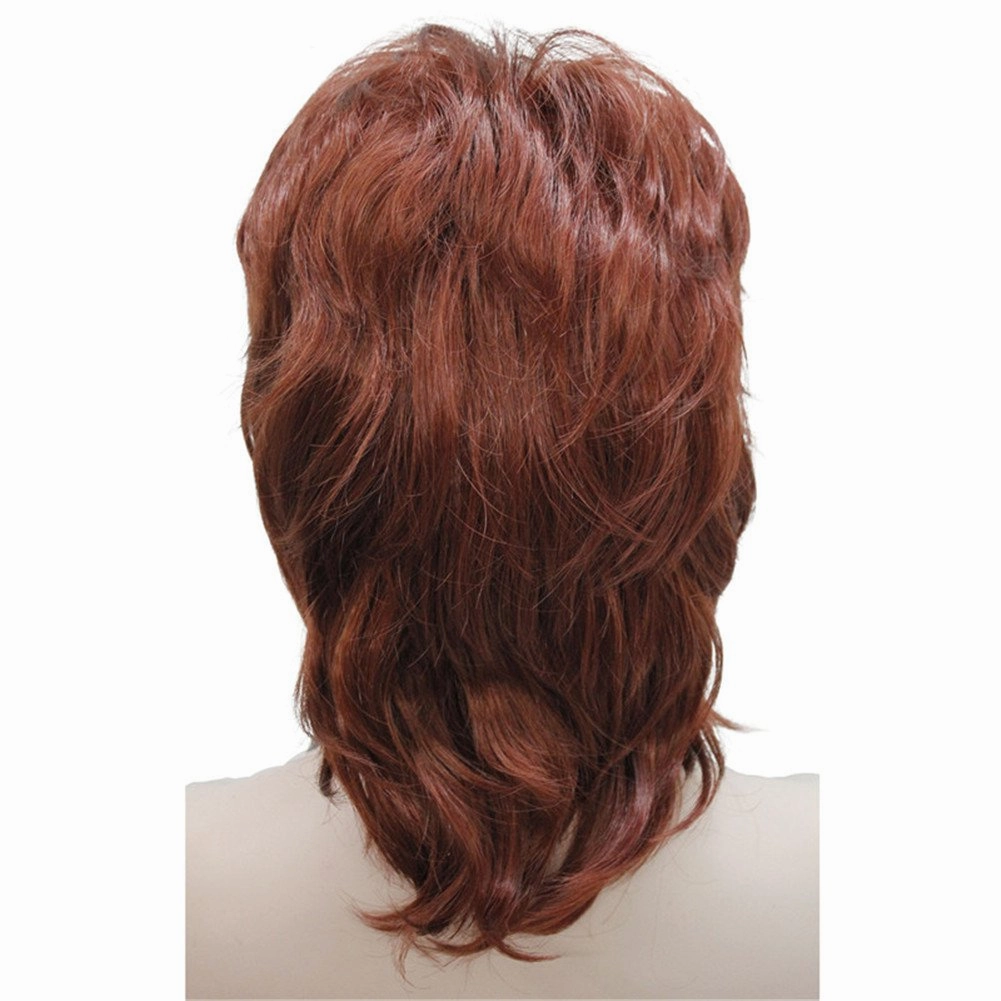 Aimole Soft Shaggy Layered Medium Length Classic Cap Synthetic Women Wigs(130-Fox Red)