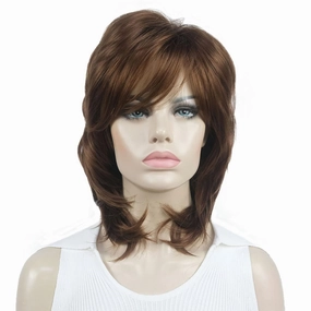 Aimole Soft Shaggy Layered Medium Length Classic Cap Synthetic Women Wigs (30 Medium Auburn)