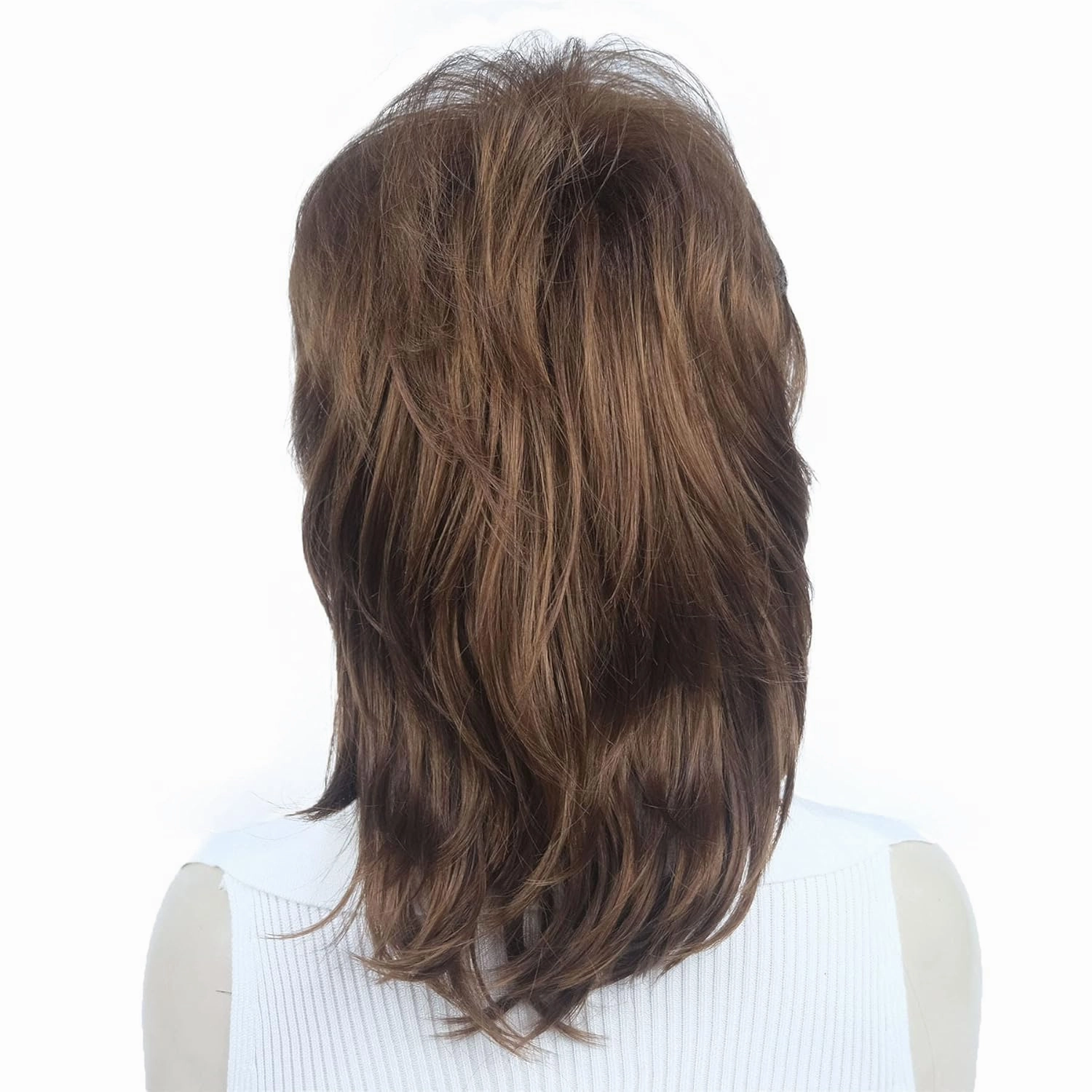Aimole Soft Shaggy Layered Medium Length Classic Cap Synthetic Women Wigs (30 Medium Auburn)