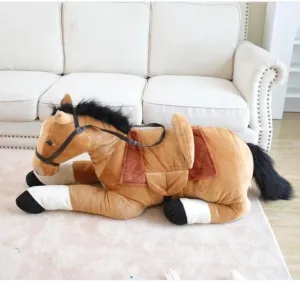 AIRROAD 52 Inches Big Horse Stuffed Animals Cute Plush Soft Toys (Light Brown Horse), Lifelike Stuffed Animal,Good Gift for Kids,Super Soft Touch