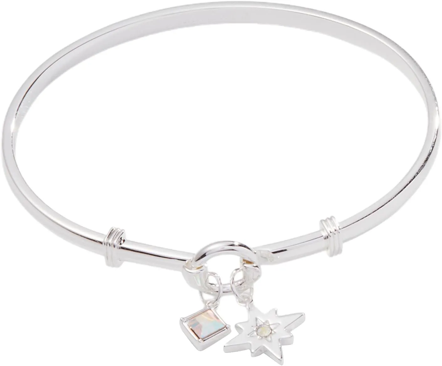 Alex and Ani North Star   Crystal Charm Clip Bangle