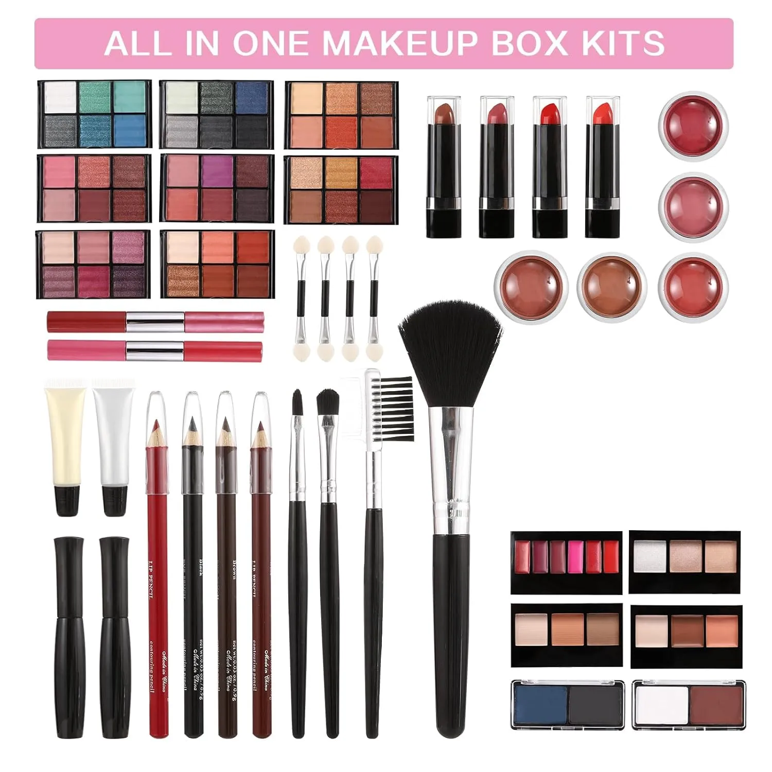 All in One Makeup Kit for Teens, 106 Pcs Professional Kit, Include Eyeshadow Palette, Lipstick Set, Concealer, Foundation, Lipgloss, Makeup Brush (Red)