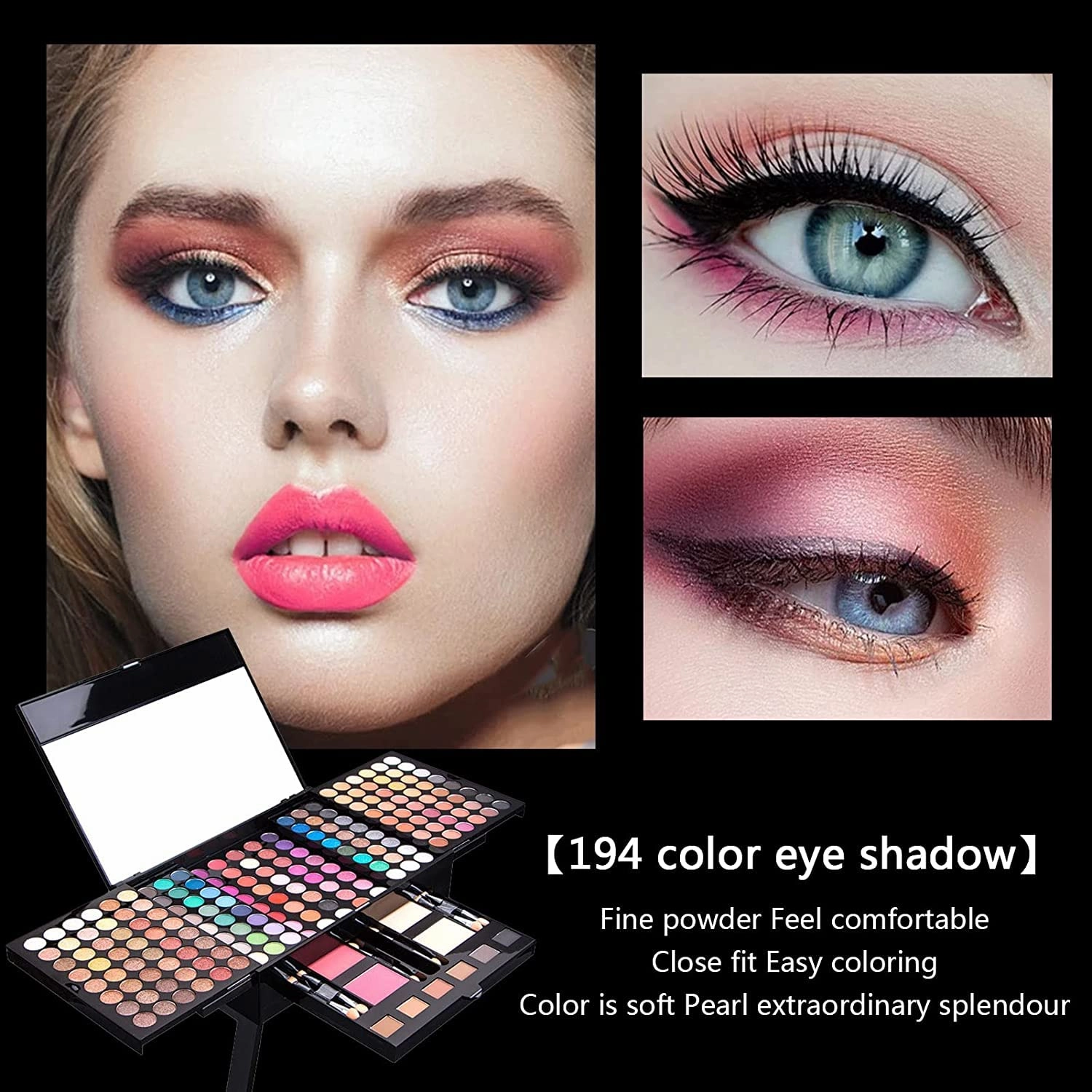 All in One Makeup Kit for Women Full Kit, 194 Colors Cosmetic Make up Palette Professional Makeup Gift Set with Eyeshadow, Facial Blusher, Eyebrow Powder, Concealer Powder, Mirror (194 Colors)
