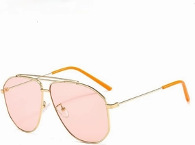 Alloy Polygon Sunglasses For Men Sun Glasses Women Retro Pink Clear Oversize Shades