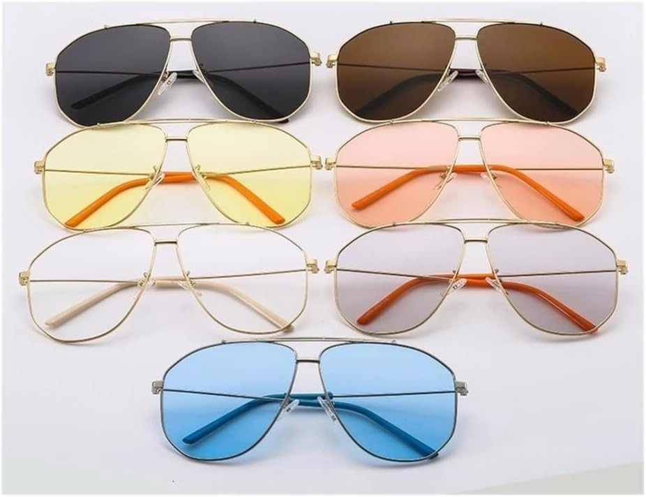 Alloy Polygon Sunglasses For Men Sun Glasses Women Retro Pink Clear Oversize Shades