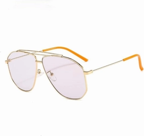 Alloy Polygon Sunglasses For Men Sun Glasses Women Retro Pink Clear Oversize Shades