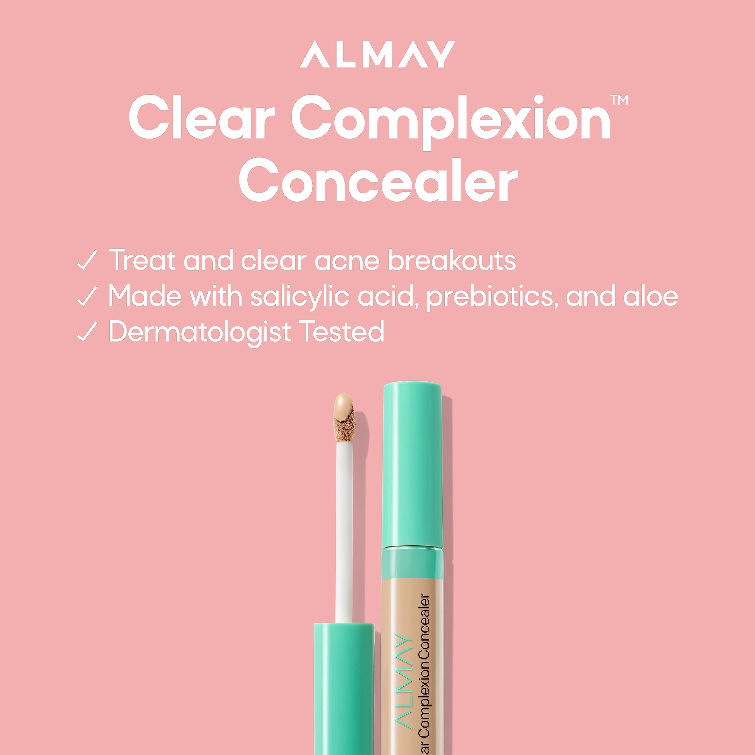 Almay Clear Complexion Acne & Blemish Spot Treatment Concealer Makeup with Salicylic Acid- Lightweight, Full Coverage, Hypoallergenic, Fragrance-Free, for Sensitive Skin, 050 Fair, 0.3 fl oz.