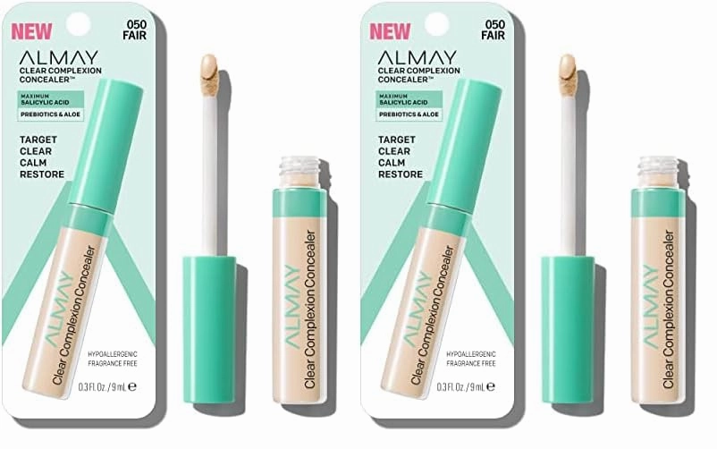 Almay Clear Complexion Acne & Blemish Spot Treatment Concealer Makeup with Salicylic Acid- Lightweight, Full Coverage, Hypoallergenic, Fragrance-Free, for Sensitive Skin, 050 Fair, 0.3 fl oz.